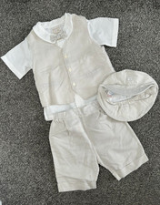 Emile et Rose Baby Boys 12-18m Linen/Cotton Shorts Set: Shirt, Hat + Bow