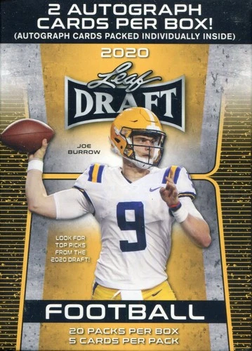2020 Leaf DRAFT Football Blaster Box w/2 AUTOS NEW Sealed*Burrow, Tua, Hurts RC?