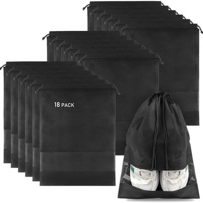 18 PCS Shoe Bags for Travel Large Clear Window Dustproof Drawstring Storage