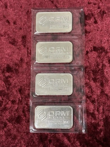 Lot 4 1 Oz Silver bars OPM .999 fine silver sealed Bars 4 Troy Oz