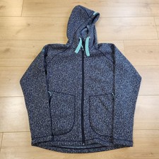 Rab Amy Hoody Hoodie Womens Large Blue Full Zip Fleece Herringbone Jacket