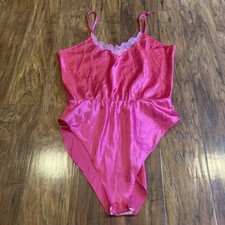 Vintage Pink Lace Sheer Body Suit Women s Med/large