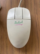 PERFECT AM-737 SERIAL Trackball Mouse Wired Corded Beige 3 BUTTON Vintage
