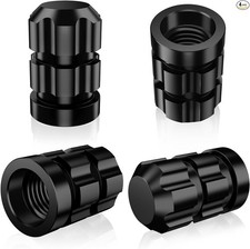 Tire Valve Stem Caps 4 Pack - Rustproof & Fade Resistant Metal Tire Caps, Black