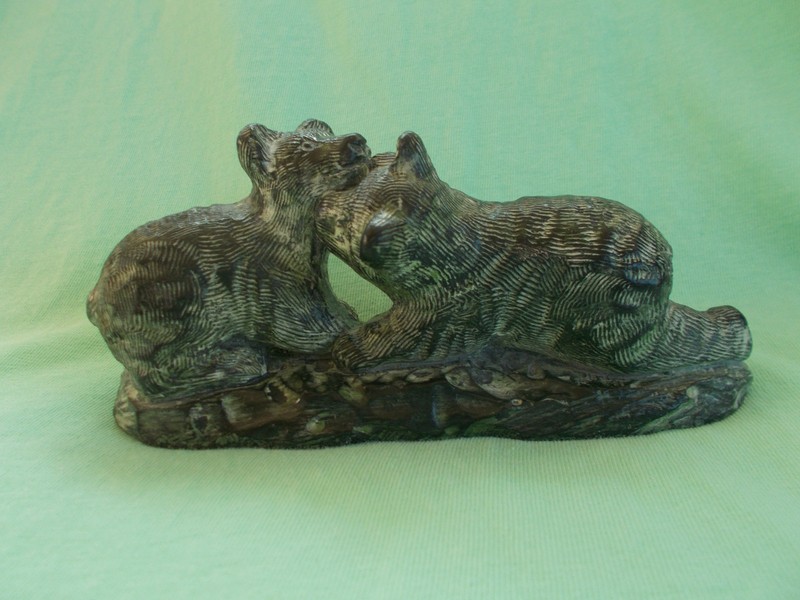 Wolf Original Soapstone Carving of Bear Cubs