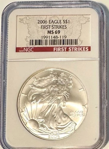 2006 American Silver Eagle First Strike NGC MS69 1 Oz. Ounce Silver .999 Round