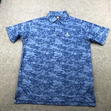 FootJoy Polo Shirt Mens Large Blue Digital Camo Battlefield Golf Performance