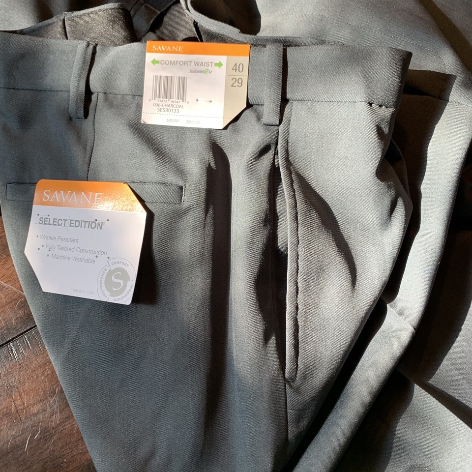 Savane Pleated Crosshatch Dress Pants comfort Waist 40/29 eBay