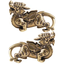 2PCS Vintage Style Craft Auspicious Beast Artware Decorative Ornament Home