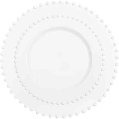 10'' & 7'' Plates Combo White Beaded Plates Set
