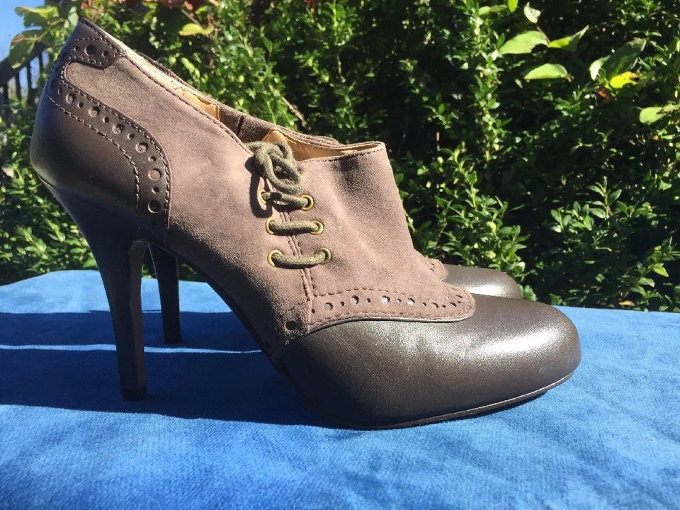 CIRCA JOAN DAVID Botas de Abuela Sillín Oxfords SEXY Mujer Tacones Altos Zapatos Talla 8 Foto 4 de 4