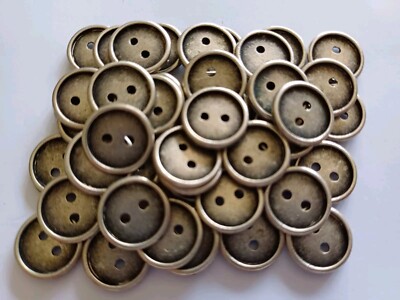 12 mm x 20 Metall gealtert Silber 2 Loch Industrie Knöpfe & ein kostenloses Geschenk 