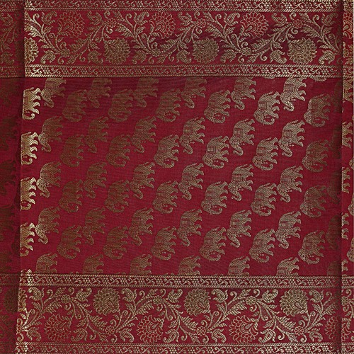 Maroon & Gold Elephant Table Runner Silk Runner For Dining Table Decor 16x60 in - Picture 5 of 5
