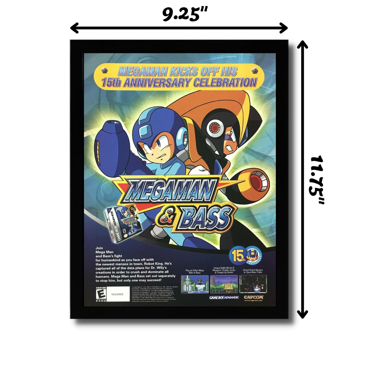 2003 Mega Man & Bass Framed Print Ad/Poster Official Authentic