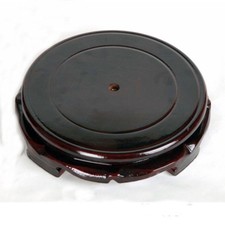 Chinese Wood Carving Display Stand Pedestal Round Base Pot Statue Holder 2-2