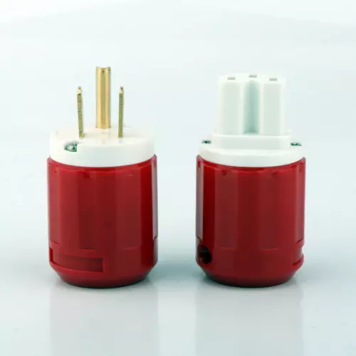 Paar Gold/Rhodiniert US AC Audio Netzstecker IEC C15 HiFi Stromkabel Stecker - Bild 11 von 31