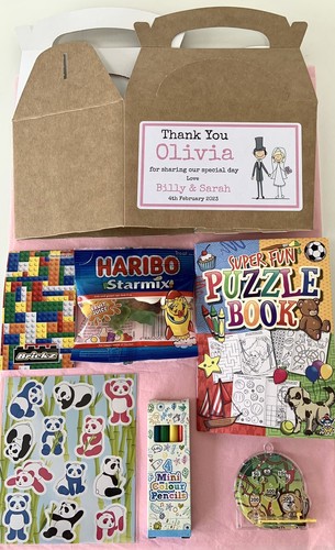 Personalised Childrens Kids Wedding Activity Pack Party Favour Box - Picture 2 of 10
