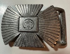 Rare Vintage John E McCann Pewter Southwestern Fan Belt Buckle