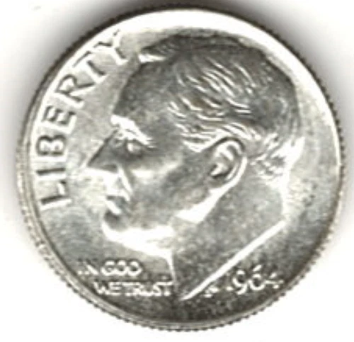 1964 ROOSEVELT DIME in BRILLIANT UNCIRCULATED CONDITION stk A680
