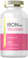 Iron for Women 65mg | 300 Tablets | Vegetarian, Non-GMO | by Carlyle 