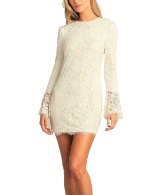 SHO TADASHI SHOJI 14 Cloud White Long Bell Sleeve Lace Cocktail Dress NWT  $298 | eBay