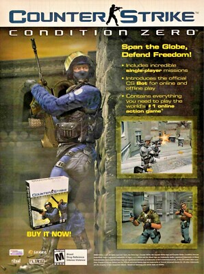 Original 2003 Counter Strike Condition Zero Sierra PC video game print ad