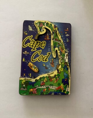 Cape Cod Massachusetts Map Wood Fridge Magnet