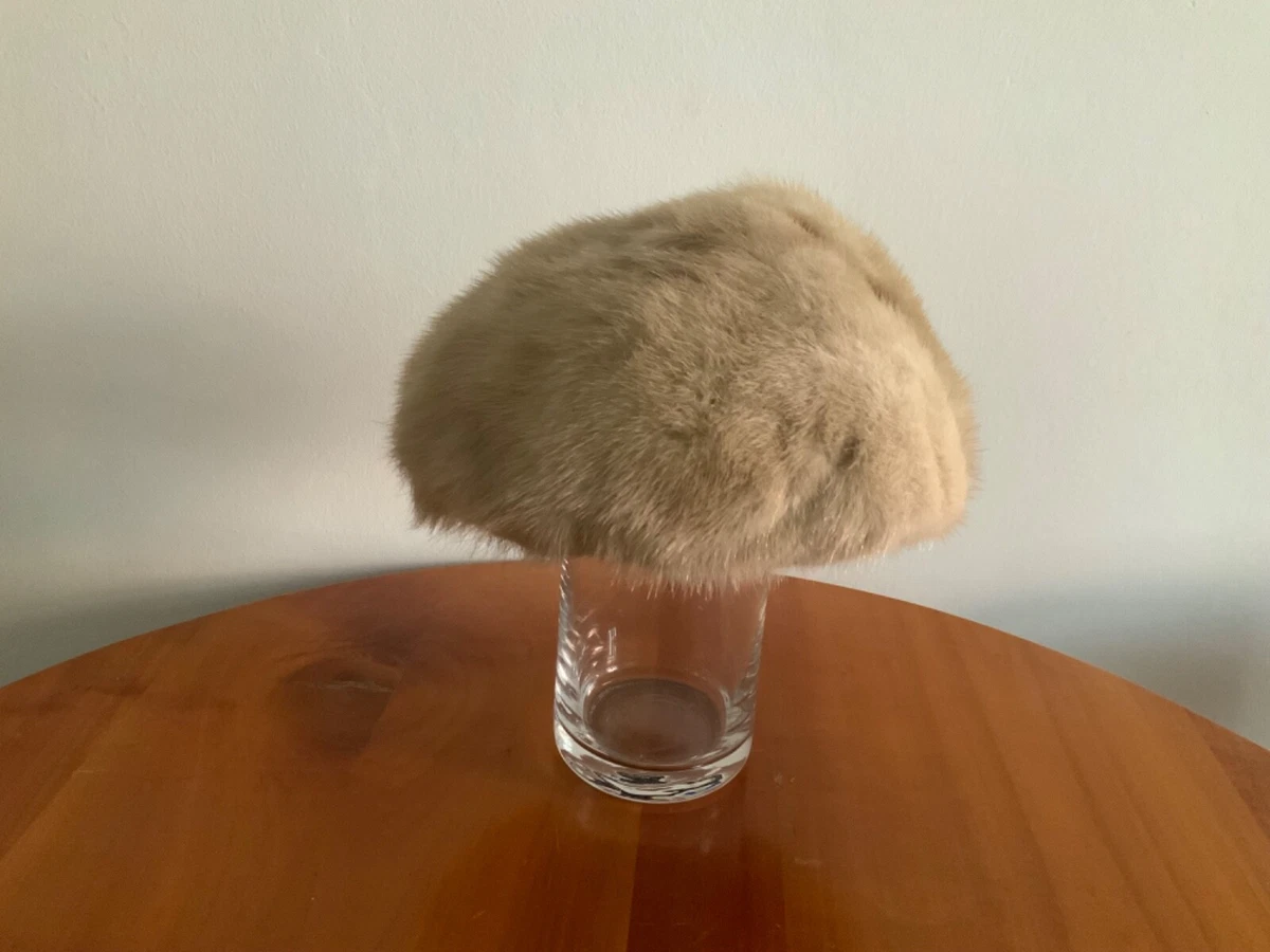 Vintage weiche Pelz Kappe Mütze Hut beige / hellbraun " Edel-Pelz"