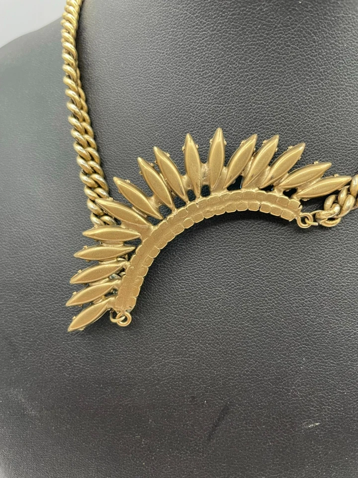 Collar Elizabeth Cole tono dorado espiga azul transparente estrás cuello babero 17"-19" Foto 4 de 4