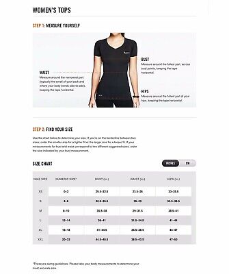 Nike womens football jersey size chart