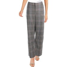 Lauren Ralph Womens Quintrell Beige Plaid Wide Leg Pants 4 New With Tag 145 Or