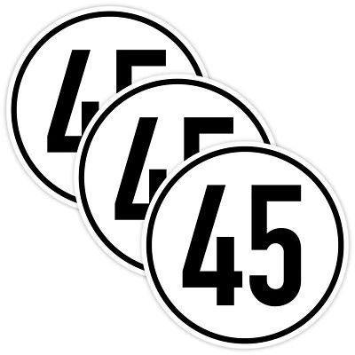 MBS-SIGNS® 3x Aufkleber Geschwindigkeits-Schild „45 km/h“ Folie gemäß StVZO § 58 | Ø5-30 cm
