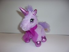 Dan Dee Purple Unicorn Shiny Feet Ears Horn Tail Mane Plush 7" Ribbon Bow