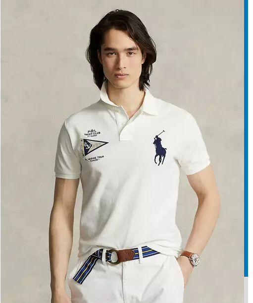 Polo Ralph Lauren Classic Fit Big Pony Mesh Polo Shirt White XXL 15990₽