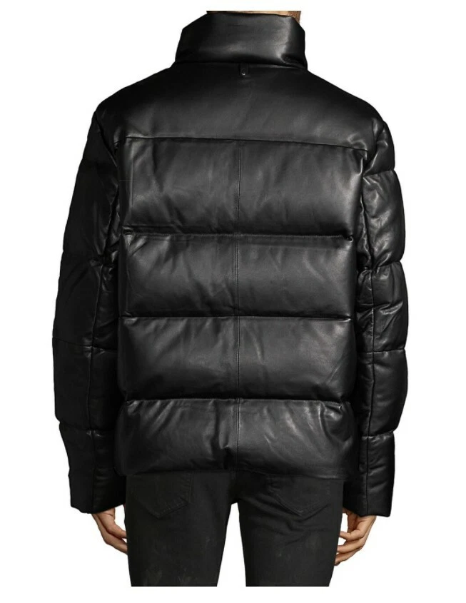 Mens down filled clearance leather jacket