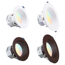 8-Pack 4"/6" 5CCT LED Canless Recessed Light with J-Box, Anti-Glare Deep Baffle