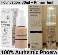 Phoera Foundation Makeup Full Coverage Foundation 30ml + Primer 6ml Value Pack 