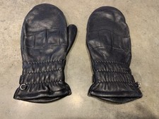 Vintage DEERSKIN LEATHER MITTENS Sz M Black Adjustable Snap Lined STA-SOFT