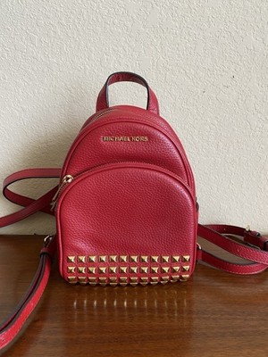 Michael Michael Kors Abby XS Studded Backpack Pebbled Leather Red