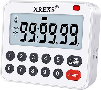 XREXS Digital Kitchen Timer Magnetic Countdown Up Cooking Gray, Red, White 
