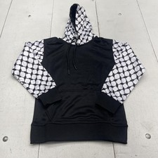 Geometric Hoodie Youth 10 Black White Pullover Kangaroo Sweatshirt Print Sleeves