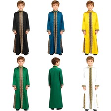 Kids Boys Embroidery Muslim Thobe Robes East Arabian Islamic Gown Robes Kaftans