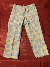 Lilly Pulitzer Vintage Blue Yellow Seashell Print Cotton Capri Pants Sz 4