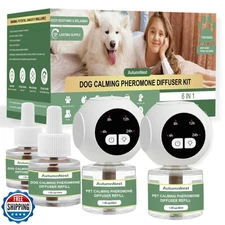 Dog Calming Pheromone Diffuser Kit with Timer – 2 Plug-Ins + 4 Refills – Smar