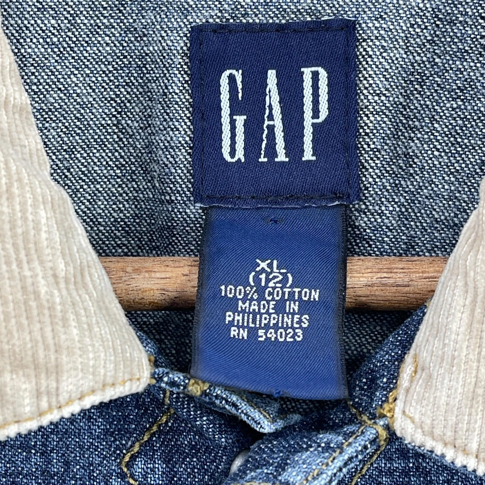 Chaqueta Denim GAP Vintage Niño Talla XL 12 Azul Pana Cuello Camionero Y2K Foto 4 de 4