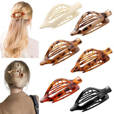 6 Packs Flat Claw Clips for Women, French Tortoise Shell Flat Hair Clip, Matte