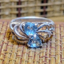 Vintage Blue Topaz Sterling Silver Ring Size 4.5