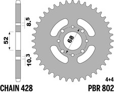 STEEL CROWN 51 TEETH FOR KAWASAKI KE 100 1982 > 2001 ORIGINAL PITCH 802 51 F