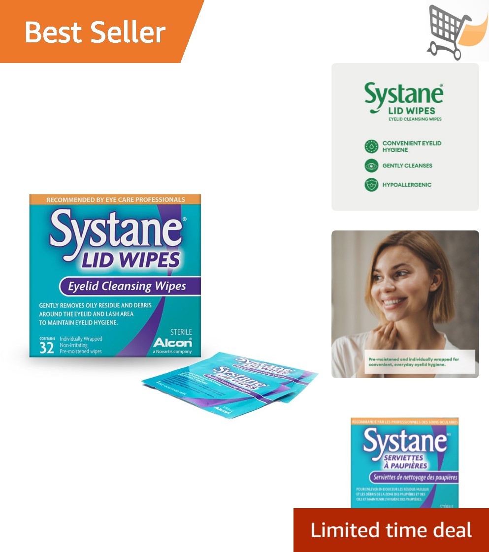 Lid Wipes Eyelid Cleansing Wipes Sterile 32 Count Hypoallergenic Oily Dry