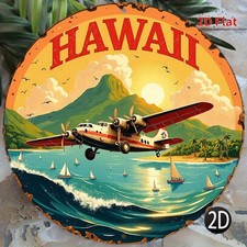 Hawaii Themed Round Vintage Islands Tin Metal Signs Home D cor 8x8
